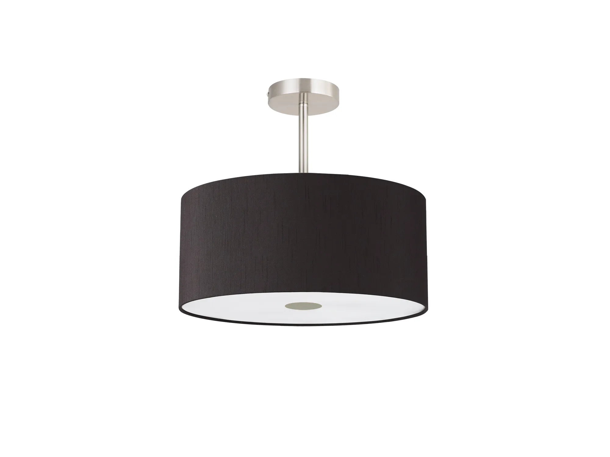 Baymont 40cm Semi Flush Flush 5 Light Satin Nickel, Black, Frosted Diffuser DK0529  Deco Baymont SN BL